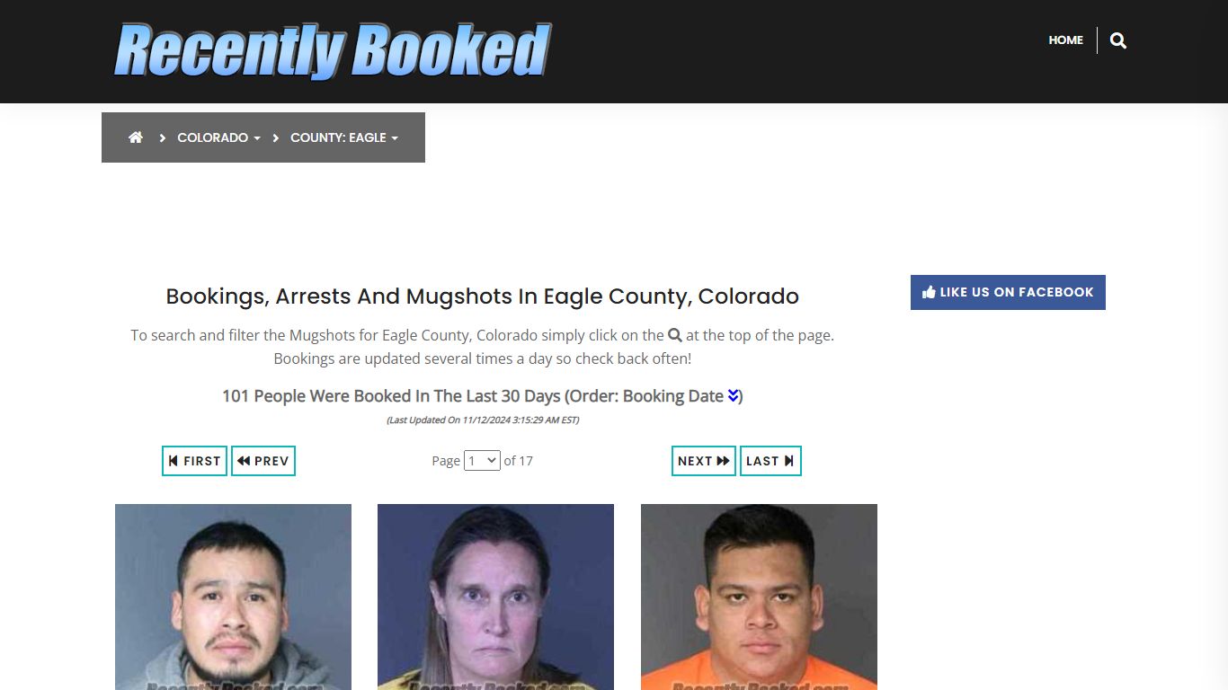 Bookings, Arrests and Mugshots in Eagle County, Colorado - Recently Booked